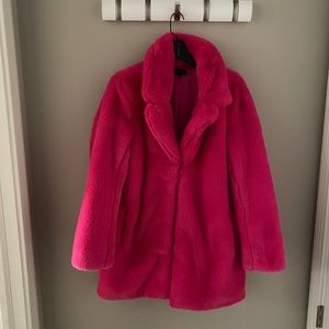 Hot pink faux fur coat